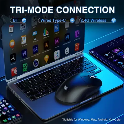 AULA SC900 Pro Tri-Mode Vezeték Nélküli Gamer Egér - Fehér – 2. kép