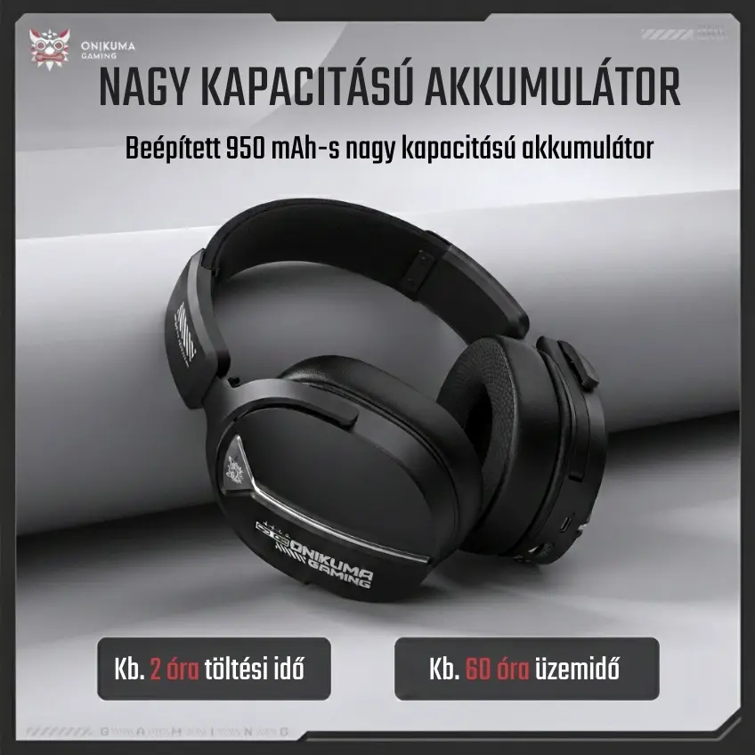 Onikuma GT887 4-Mode Vezeték Nélküli Gamer Headset - Fekete – 5. kép