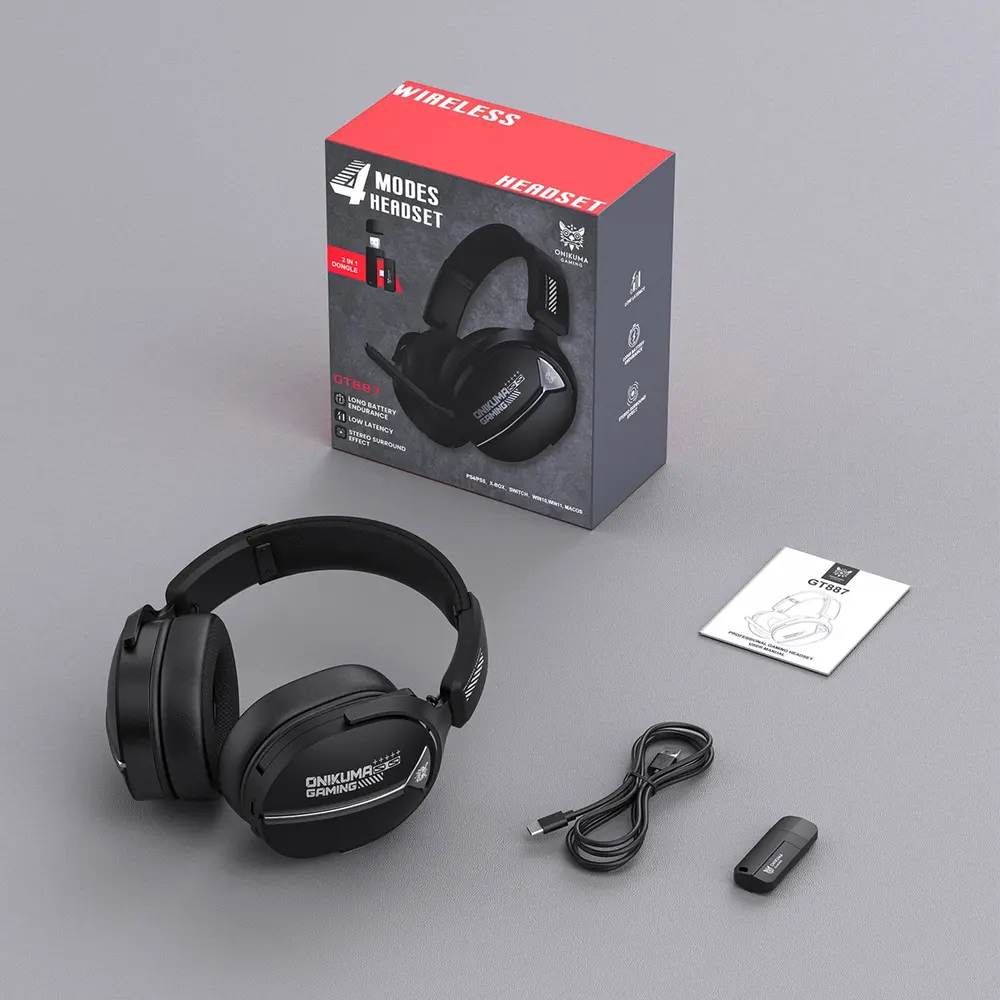 Onikuma GT887 4-Mode Vezeték Nélküli Gamer Headset - Fekete – 6. kép