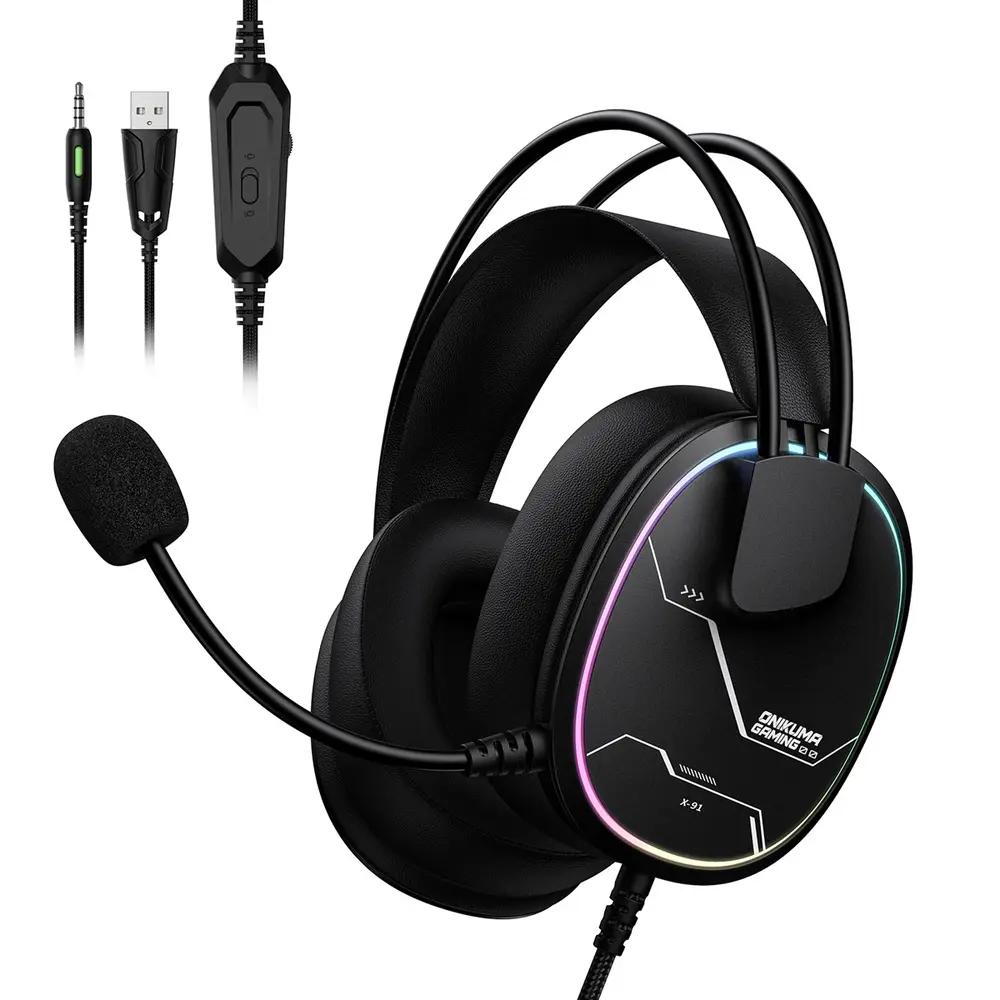 Onikuma X91 RGB Gaming Fejhallgató - Fekete – 4. kép
