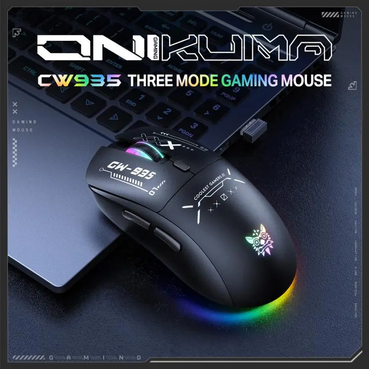 Onikuma CW935 Tri-Mode Vezeték Nélküli Gamer Egér - Fekete – 3. kép