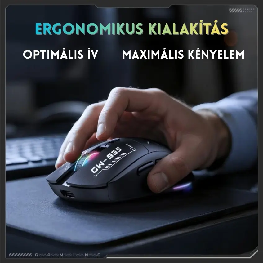 Onikuma CW935 Tri-Mode Vezeték Nélküli Gamer Egér - Fekete – 4. kép