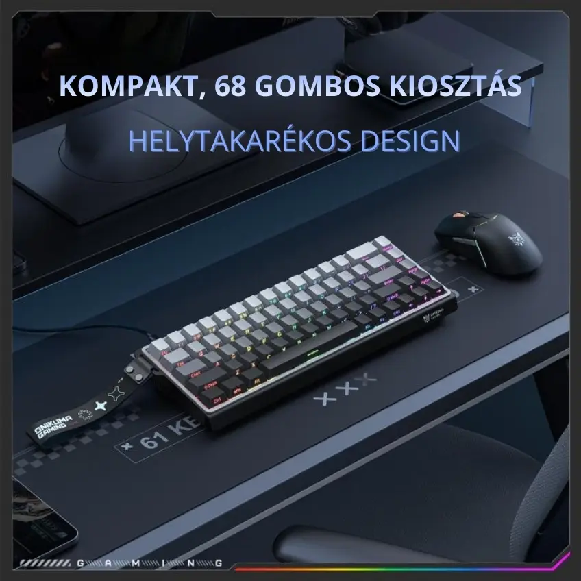 Onikuma G69 Magnetic Switch Gamer Billentyűzet - Fekete – 4. kép