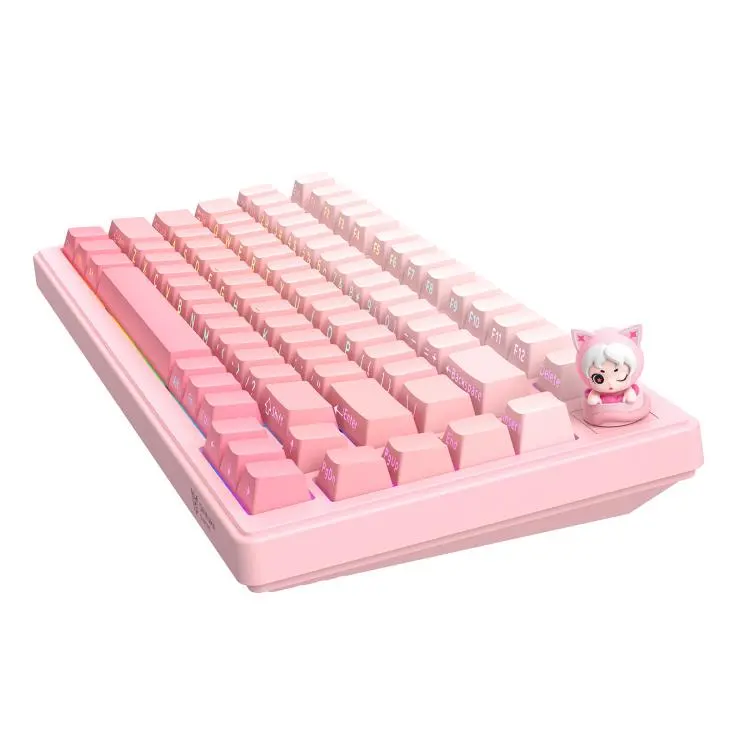 Onikuma MT707 Tri-Mode Vezeték Nélküli Mechanikus Gamer Billentyűzet - Pink – 2. kép