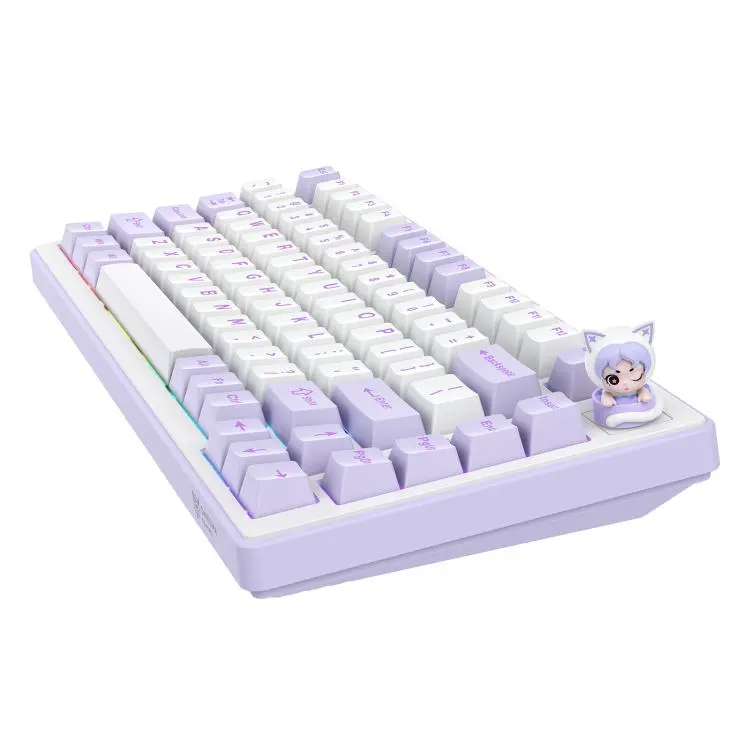 Onikuma MT707 Tri-Mode Vezeték Nélküli Mechanikus Gamer Billentyűzet - Lila – 2. kép