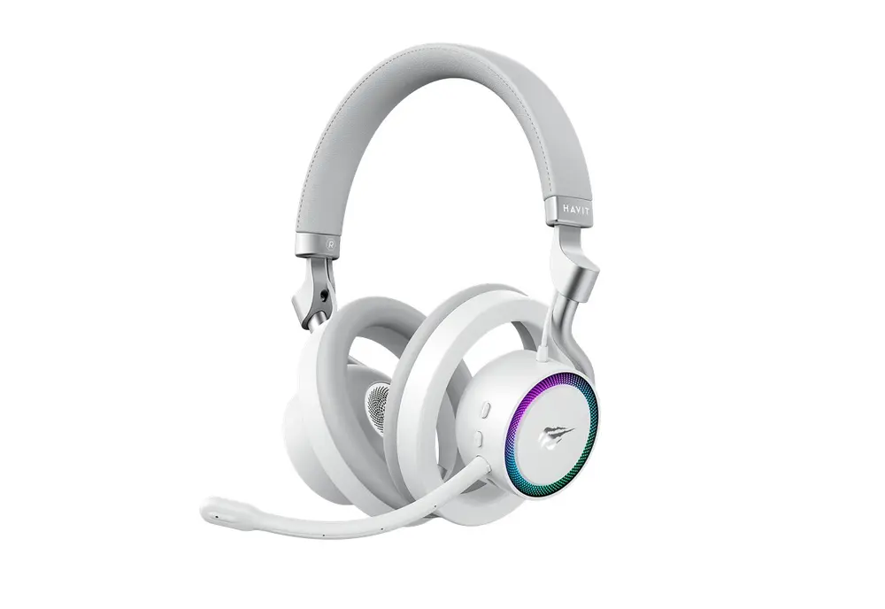 Havit Fuxi-H8 Premium Open Back Vezeték Nélküli Gamer Fejhallgató - Fehér – 2. kép