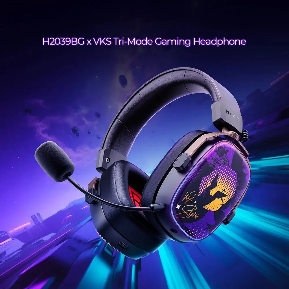 Havit H2039BG x VKS Special Edition Tri-Mode Vezeték Nélküli Gamer Fejhallgató – 5. kép
