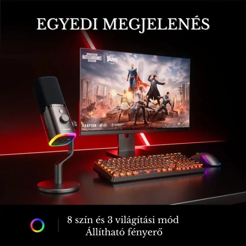 MAONO PD100W Vezeték Nélküli Streamer Mikrofon RGB - Fekete – 5. kép
