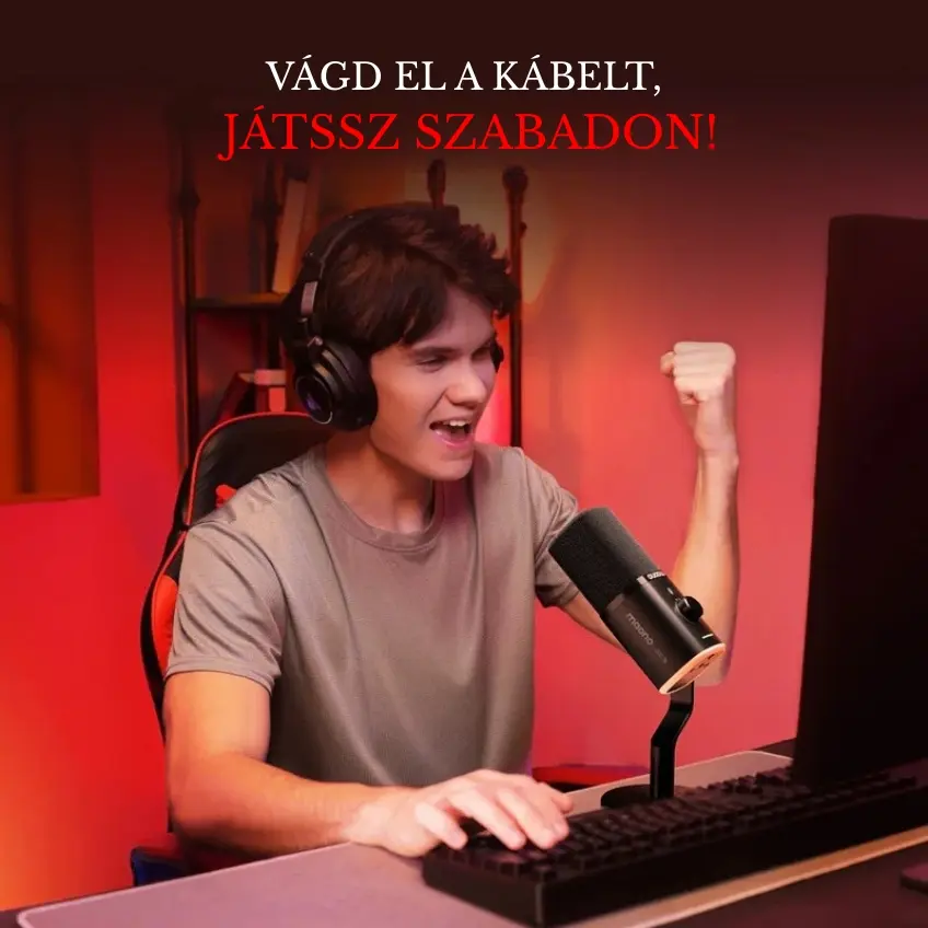MAONO PD100W Vezeték Nélküli Streamer Mikrofon RGB - Fekete – 8. kép