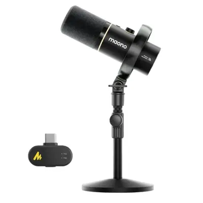 MAONO PD200W Hybrid Vezeték Nélküli Podcast Mikrofon RGB - Fekete