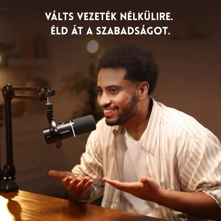 MAONO PD200W Hybrid Vezeték Nélküli Podcast Mikrofon RGB - Fekete – 2. kép