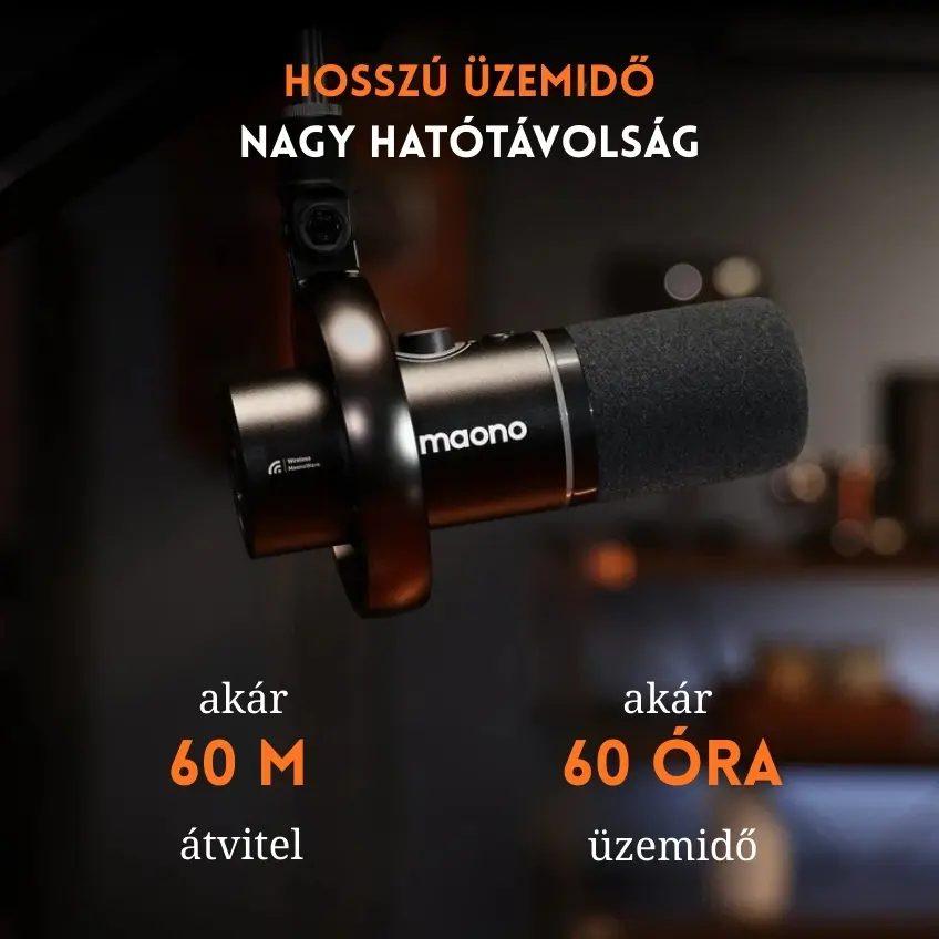 MAONO PD200W Hybrid Vezeték Nélküli Podcast Mikrofon RGB - Fekete – 5. kép