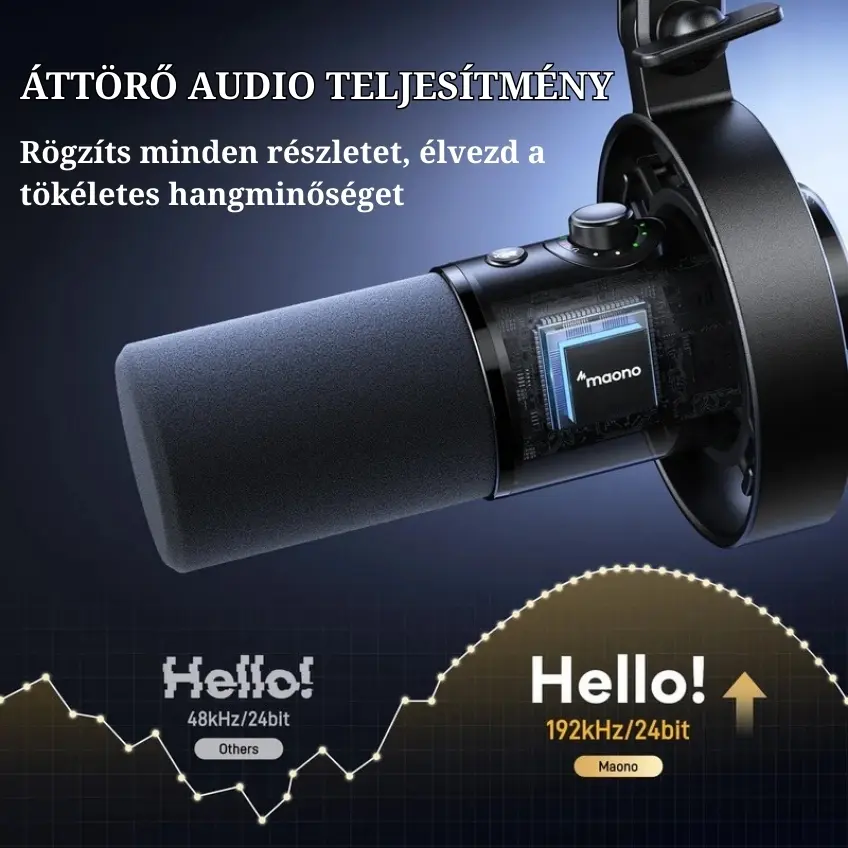 MAONO PD300X USB/XLR Dynamic Streamer/Podcast Mikrofon - Fekete – 4. kép