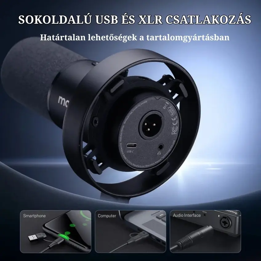 MAONO PD300X USB/XLR Dynamic Streamer/Podcast Mikrofon - Fekete – 6. kép