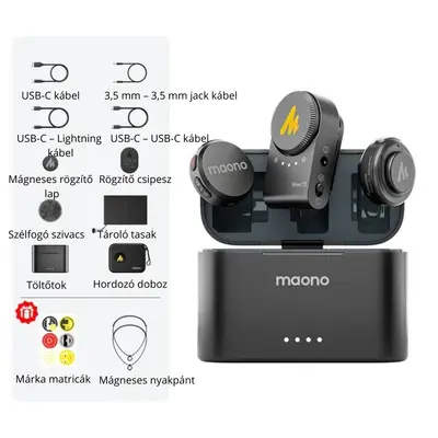 MAONO Wave T5 Csiptethető Vezeték Nélküli Zajszűrős Mikrofon Kit – 2. kép