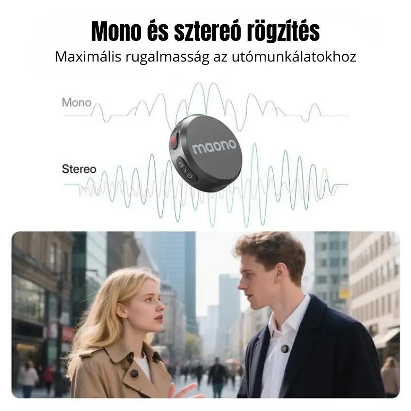 MAONO Wave T5 Csiptethető Vezeték Nélküli Zajszűrős Mikrofon Kit – 7. kép