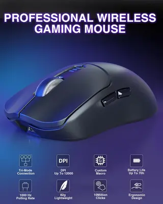 AULA SC580X Tri-Mode Vezeték Nélküli Gamer Egér - Fekete – 2. kép