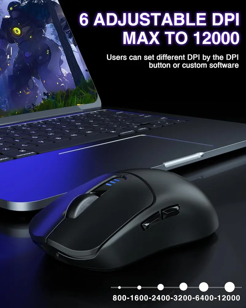 AULA SC580X Tri-Mode Vezeték Nélküli Gamer Egér - Fekete – 3. kép