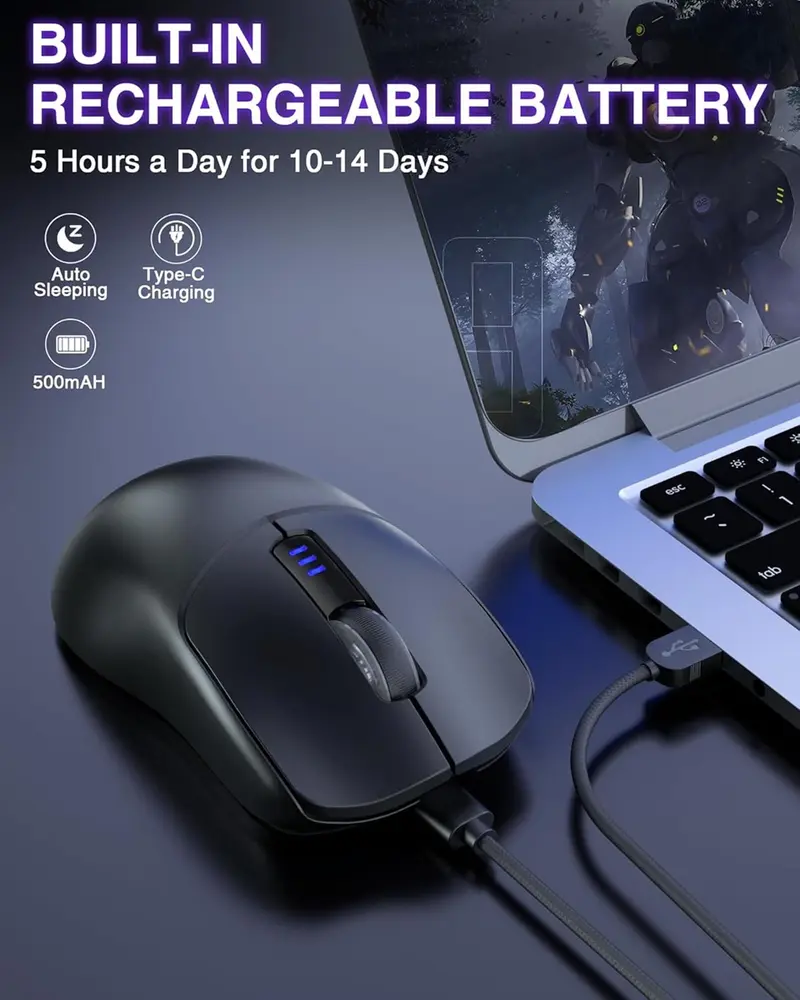 AULA SC580X Tri-Mode Vezeték Nélküli Gamer Egér - Fekete – 4. kép