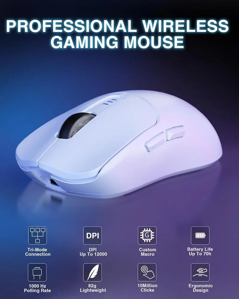 AULA SC580X Tri-Mode Vezeték Nélküli Gamer Egér - Fehér – 3. kép