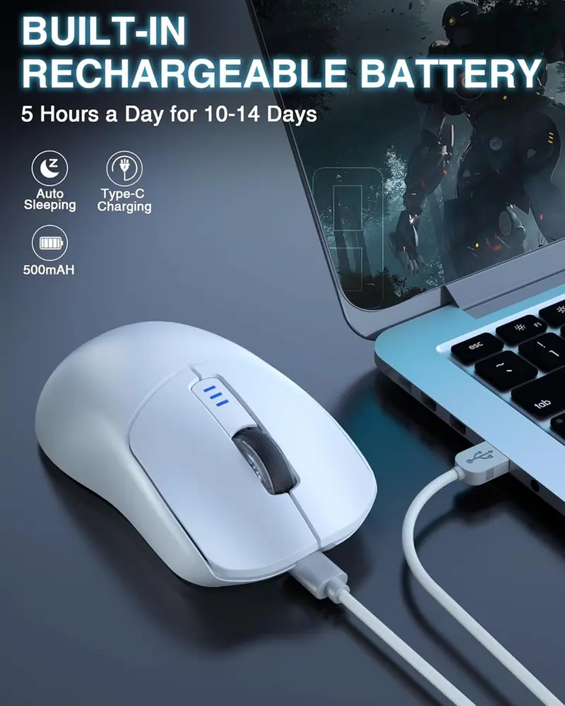 AULA SC580X Tri-Mode Vezeték Nélküli Gamer Egér - Fehér – 4. kép