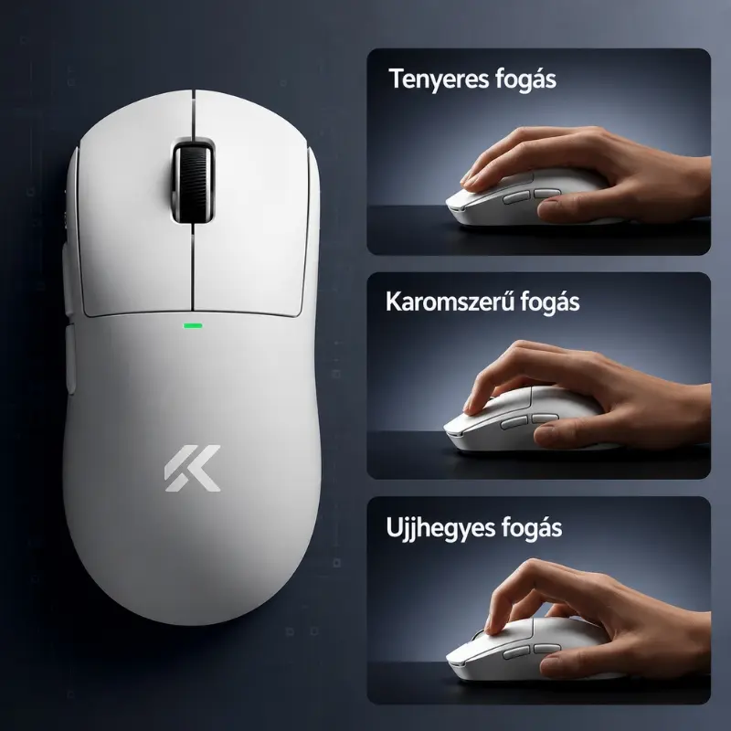 MCHOSE A5 V3 Ultra Light Tri-Mode 8K Vezeték Nélküli Gamer Egér - Fehér – 2. kép