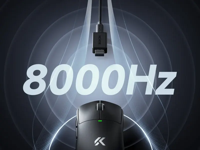 MCHOSE A5 V3 Ultra Light Tri-Mode 8K Vezeték Nélküli Gamer Egér - Fehér – 6. kép