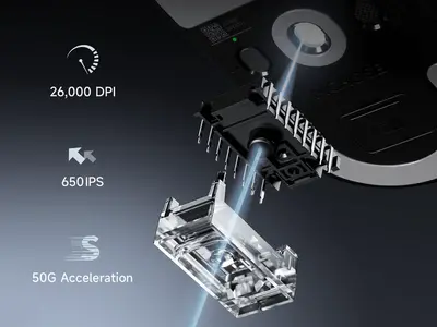 MCHOSE A5 V3 Ultra Light Tri-Mode 8K Vezeték Nélküli Gamer Egér - Rose Red – 2. kép