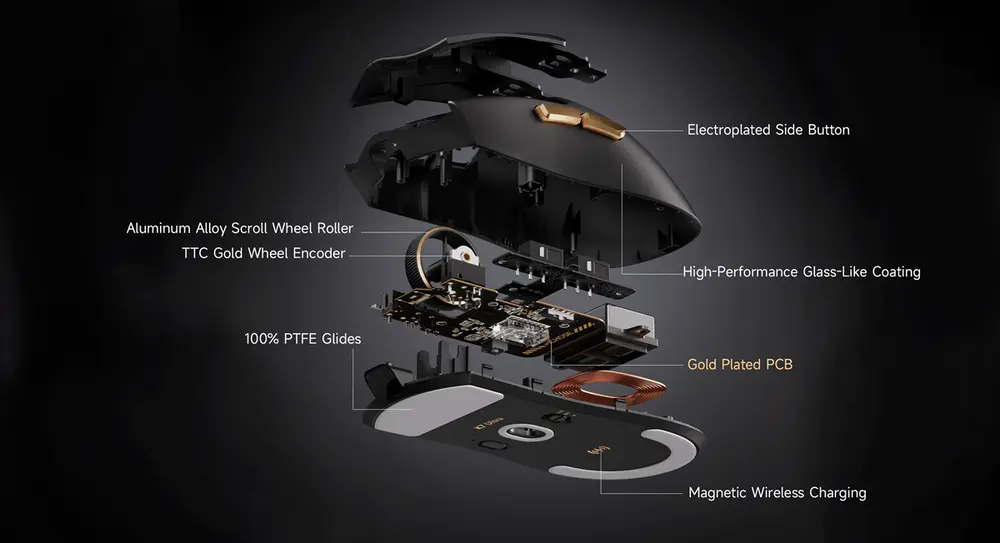 MCHOSE K7 Ultra Tri-Mode 8K Vezeték Nélküli Gamer Egér + Magnetic Dock - Fehér – 5. kép