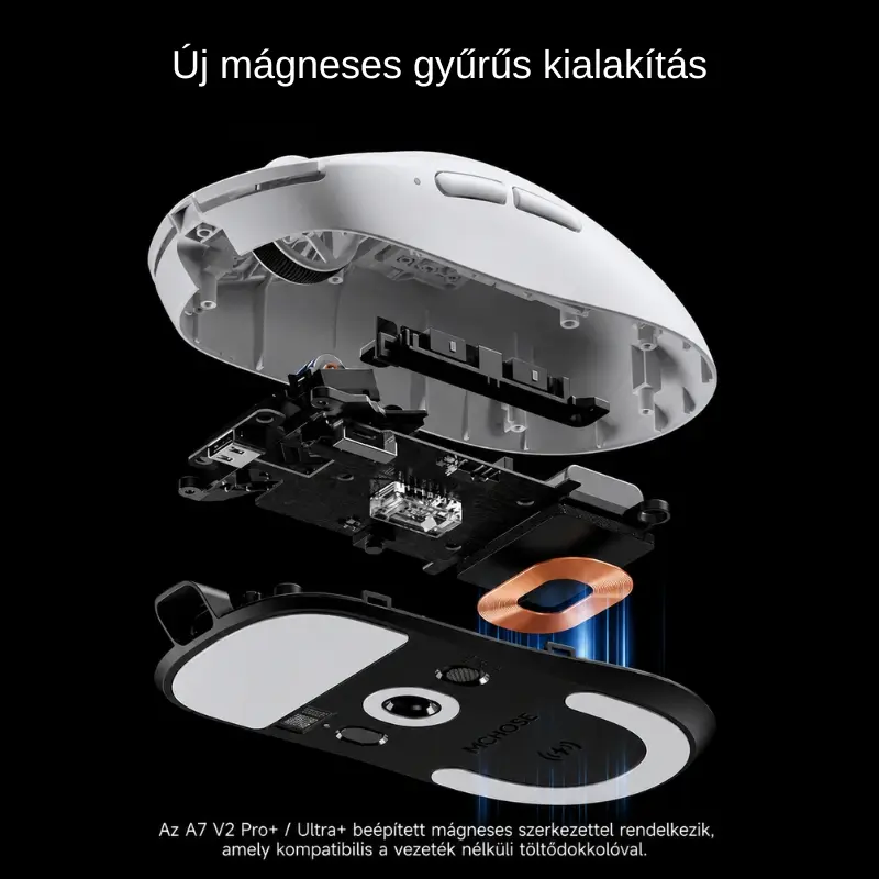 MCHOSE A7 V2 Ultra Tri-Mode 8K Vezeték Nélküli Gamer Egér - Fekete – 4. kép
