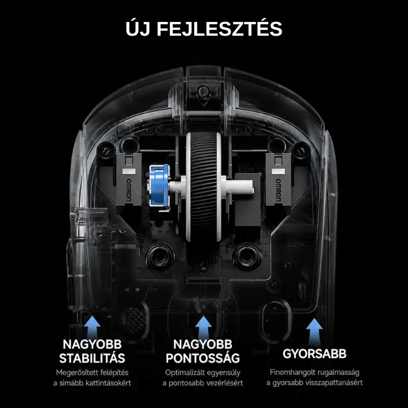 MCHOSE A7 V2 Ultra Tri-Mode 8K Vezeték Nélküli Gamer Egér - Fehér – 5. kép