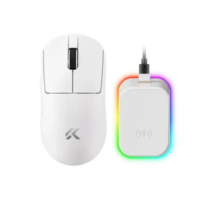 MCHOSE A7 V2 Ultra Plus Tri-Mode 8K Vezeték Nélküli Gamer Egér + Magnetic Dock - Fehér