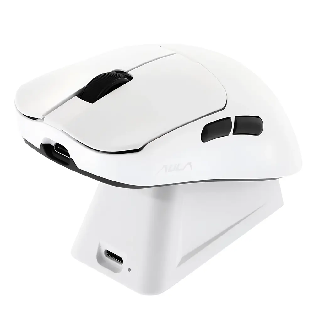 AULA SC380 Pro Tri-Mode Vezeték Nélküli Gamer Egér + Dokkoló - Fehér – 4. kép