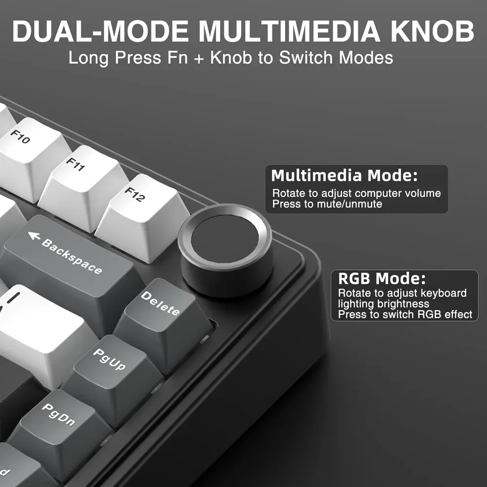 AULA F75 HE Tri-Mode Magnetic Switch Mechanikus Gamer Billentyűzet - Fekete-Szürke-Fehér – 2. kép