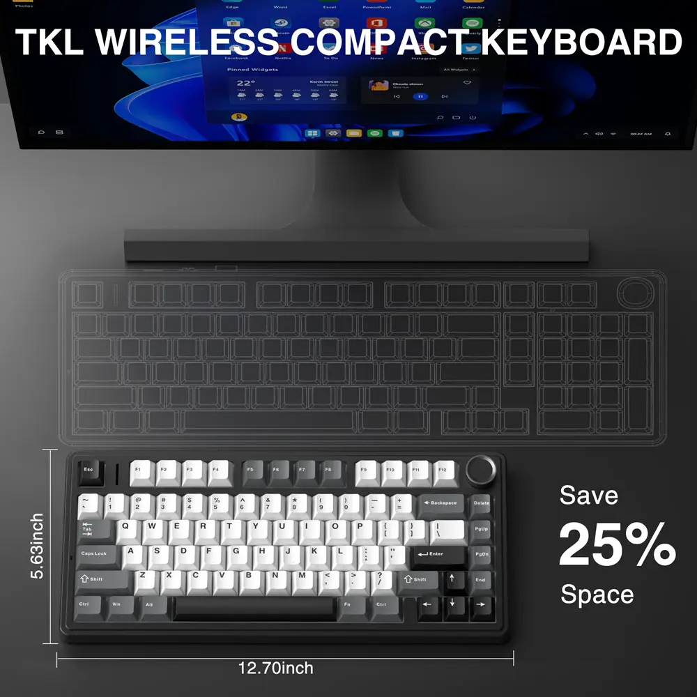 AULA F75 HE Tri-Mode Magnetic Switch Mechanikus Gamer Billentyűzet - Fekete-Szürke-Fehér – 7. kép