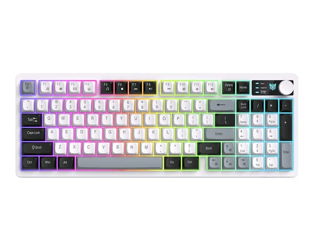 Onikuma MT902 Tri-Mode Vezeték Nélküli Gamer Billentyűzet - Fehér