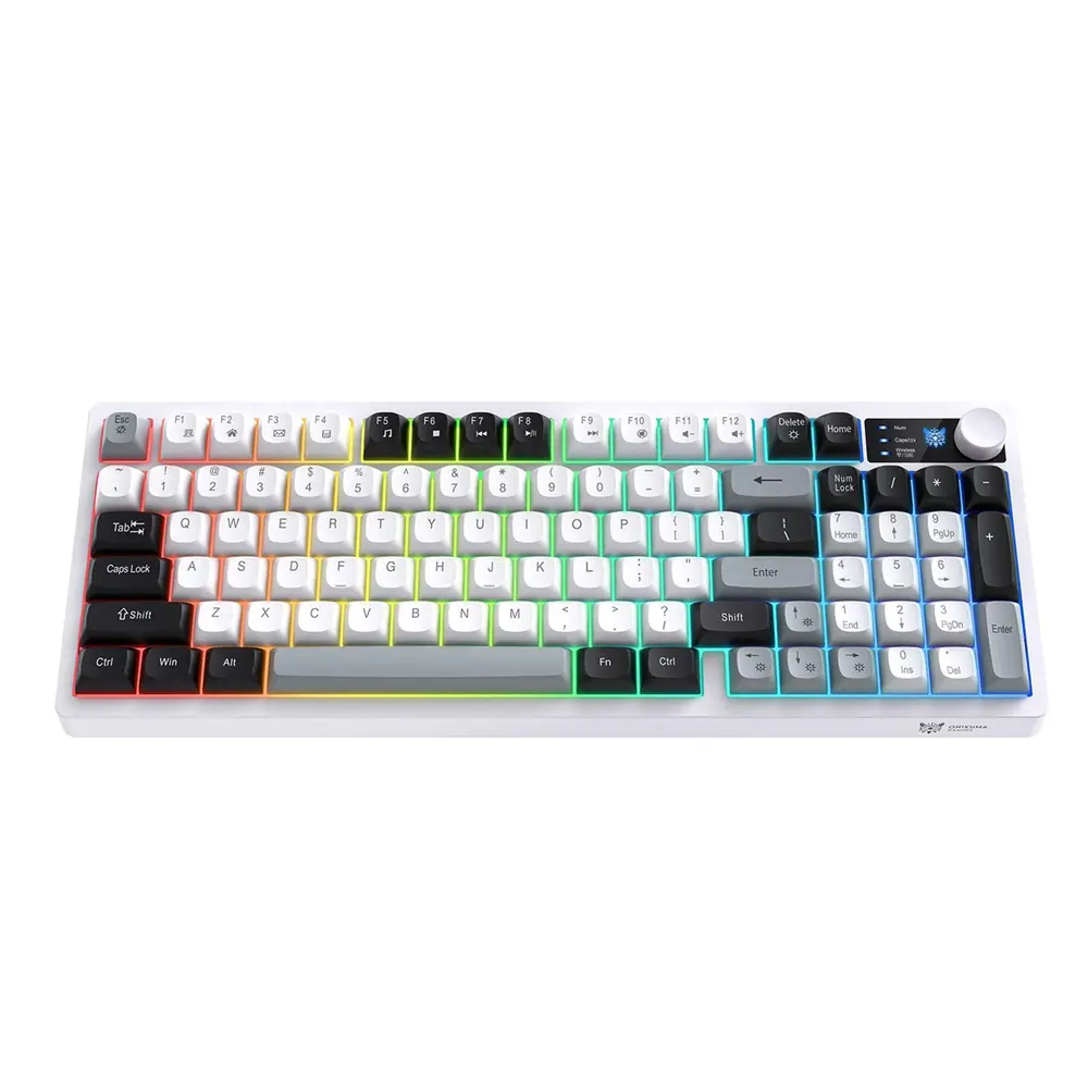 Onikuma MT902 Tri-Mode Vezeték Nélküli Gamer Billentyűzet - Fehér – 2. kép
