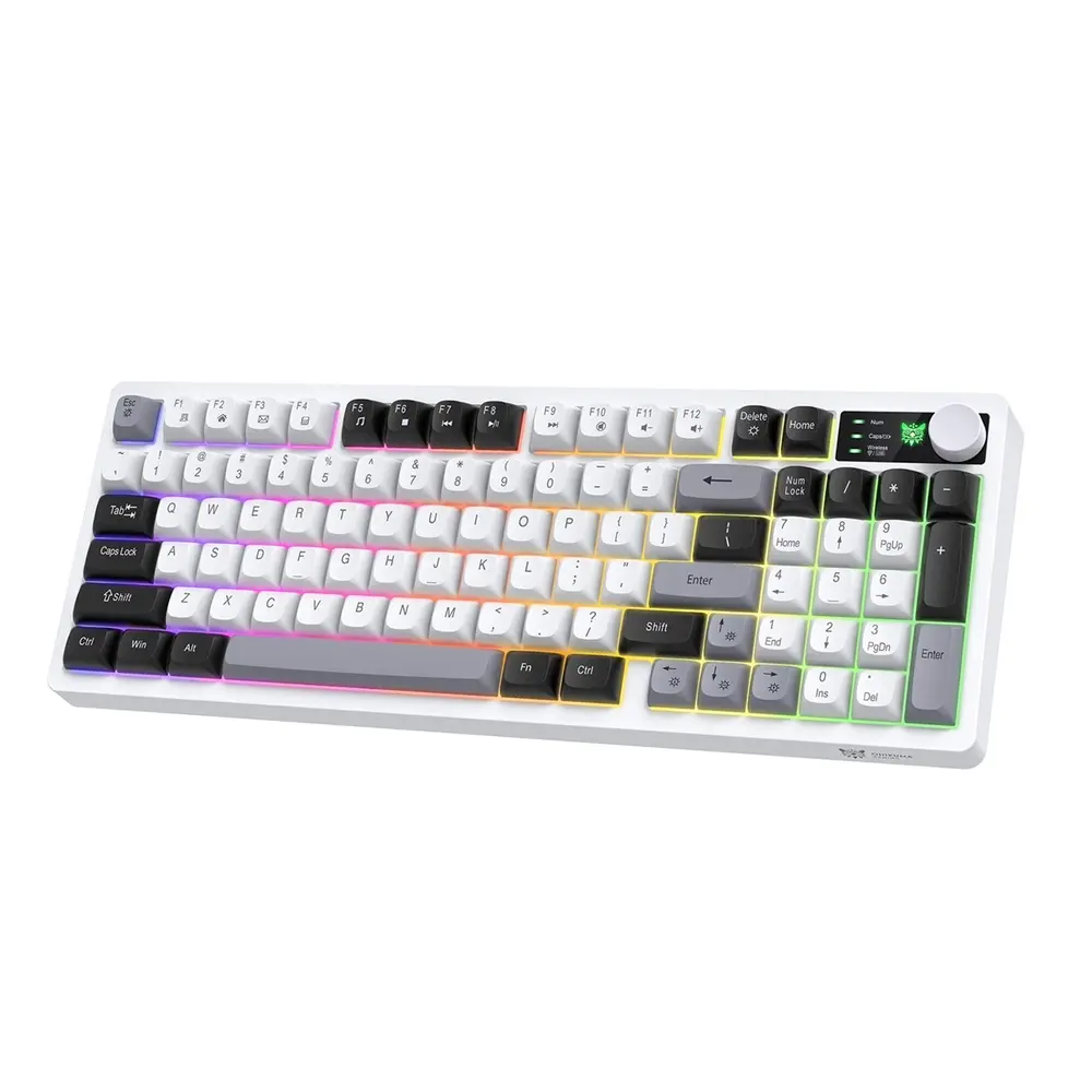 Onikuma MT902 Tri-Mode Vezeték Nélküli Gamer Billentyűzet - Fehér – 3. kép