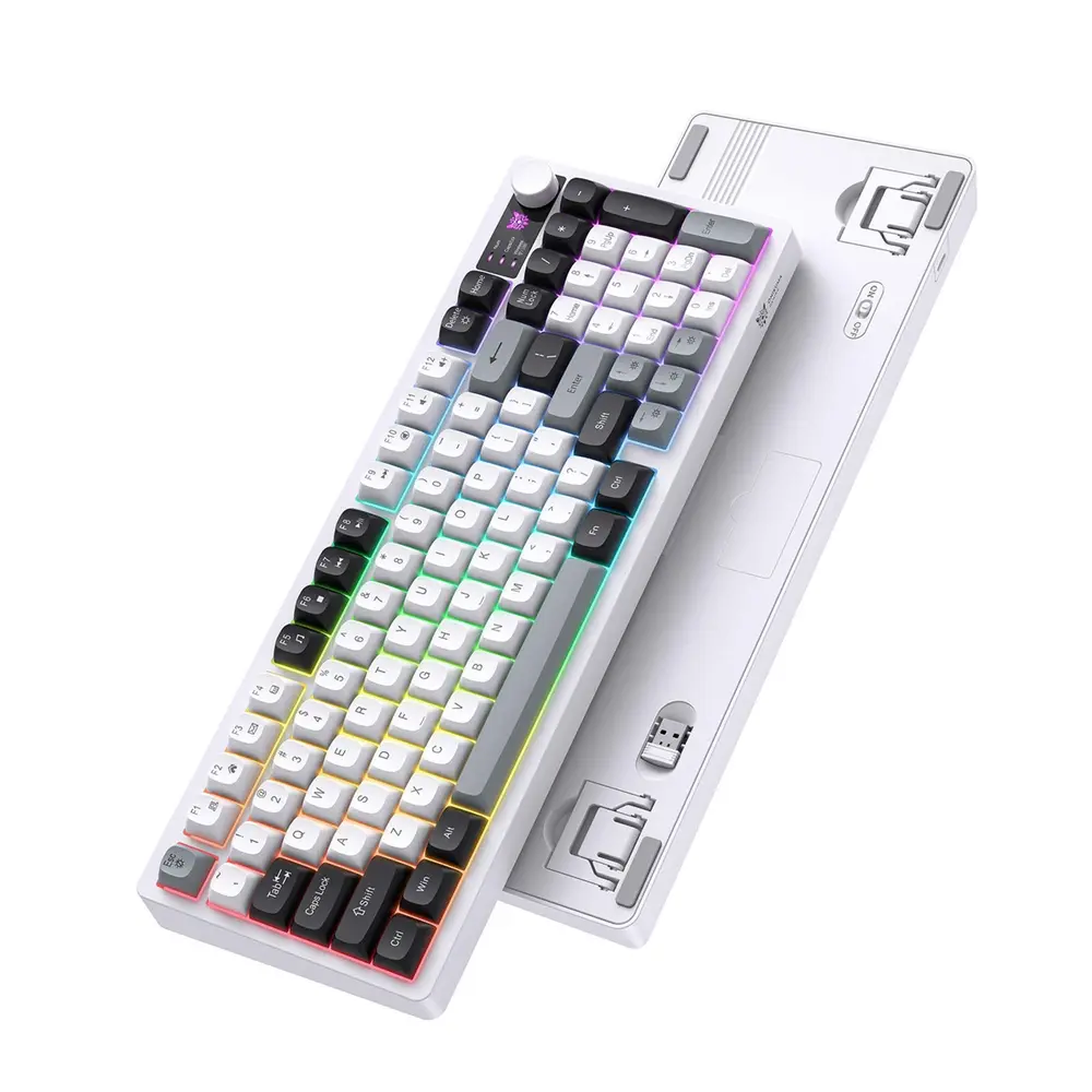 Onikuma MT902 Tri-Mode Vezeték Nélküli Gamer Billentyűzet - Fehér – 4. kép
