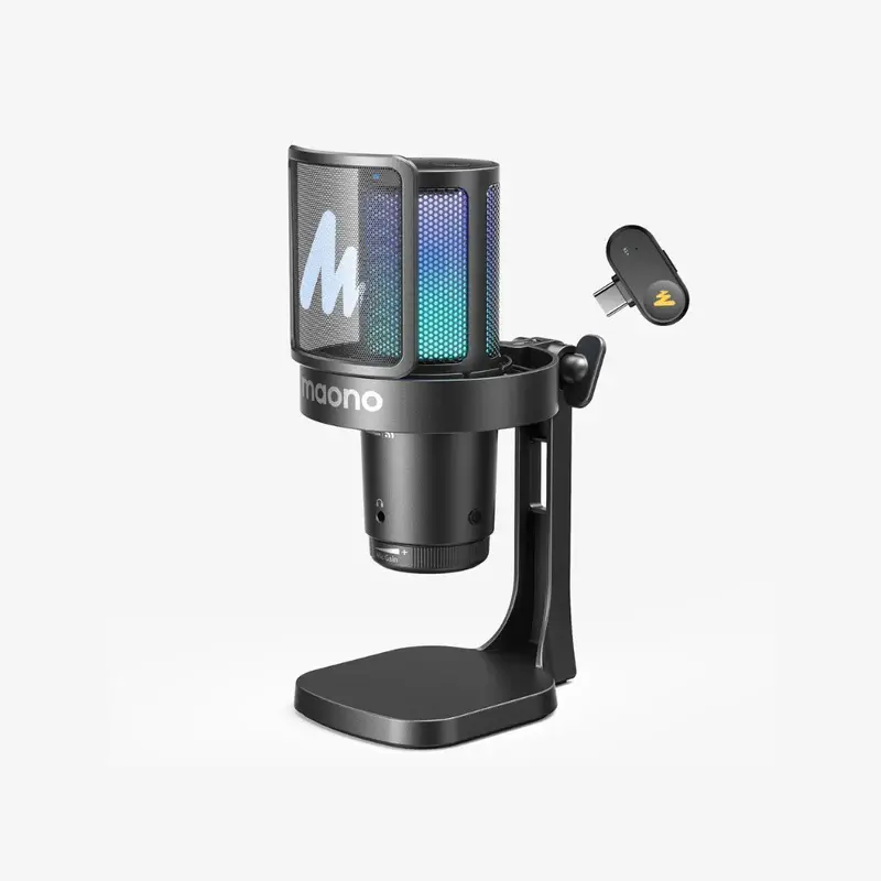 MAONO DGM20W Vezeték Nélküli Streamer/Gamer Mikrofon Kit RGB - Fekete – 2. kép