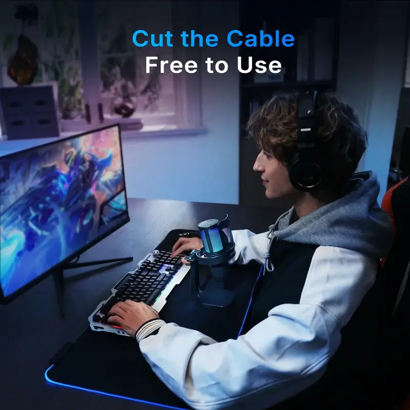 MAONO DGM20W Vezeték Nélküli Streamer/Gamer Mikrofon Kit RGB - Fekete – 6. kép