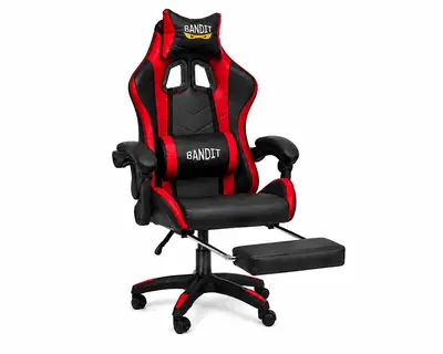BANDIT Inferno V2 lábtartós gamer szék - Fekete/Piros – 2. kép