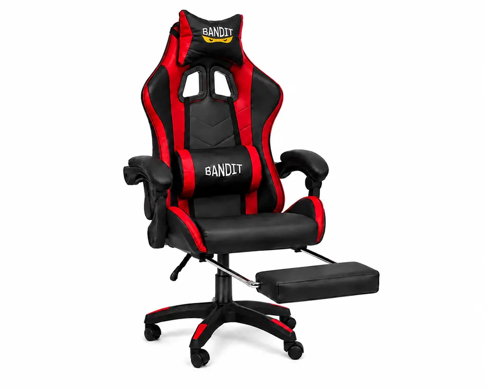 BANDIT Inferno V2 lábtartós gamer szék - Fekete/Piros – 2. kép