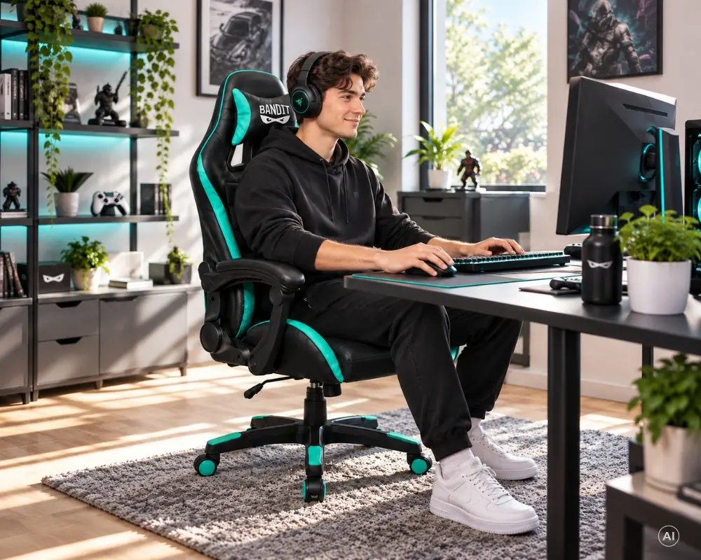 BANDIT Nova Gamer szék - Fekete/Menta – 4. kép