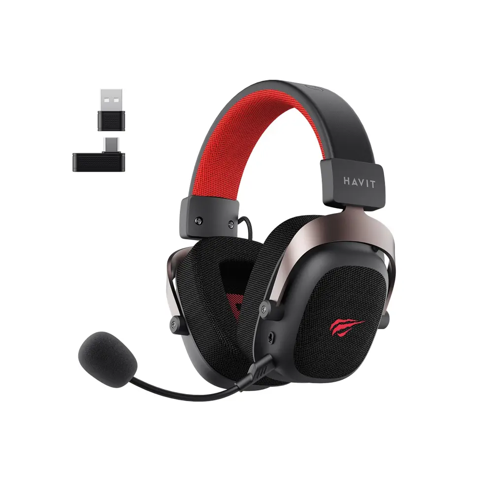 Havit H2002d Pro Five-Mode Vezeték Nélküli Gamer Headset - Fekete-Piros – 2. kép