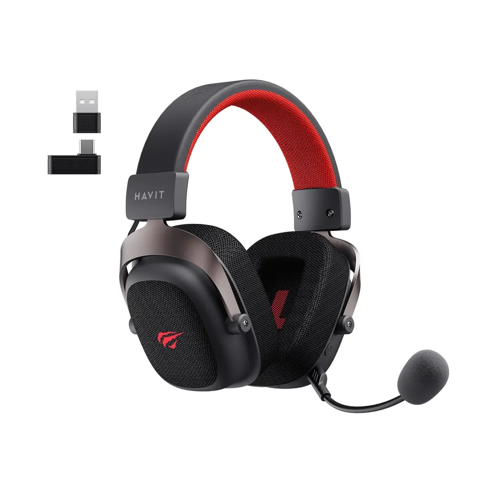 Havit H2002d Pro Five-Mode Vezeték Nélküli Gamer Headset - Fekete-Piros – 3. kép