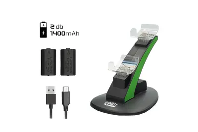 BANDIT Xbox Series X & S - Fekete töltőállomás + 2 db 1400mAh akkumulátor – 2. kép