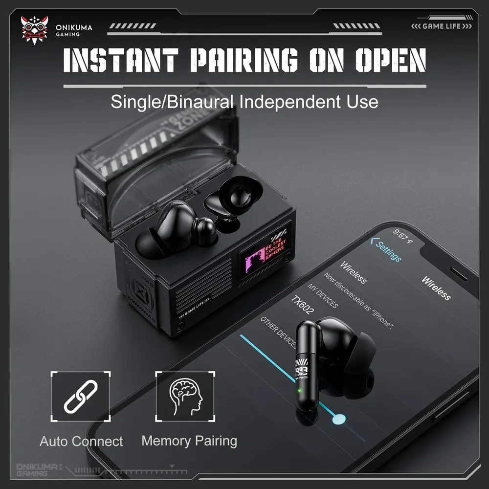 Onikuma TX602 Tri-Mode Vezeték Nélküli Gamer Fülhallgató TWS – 8. kép