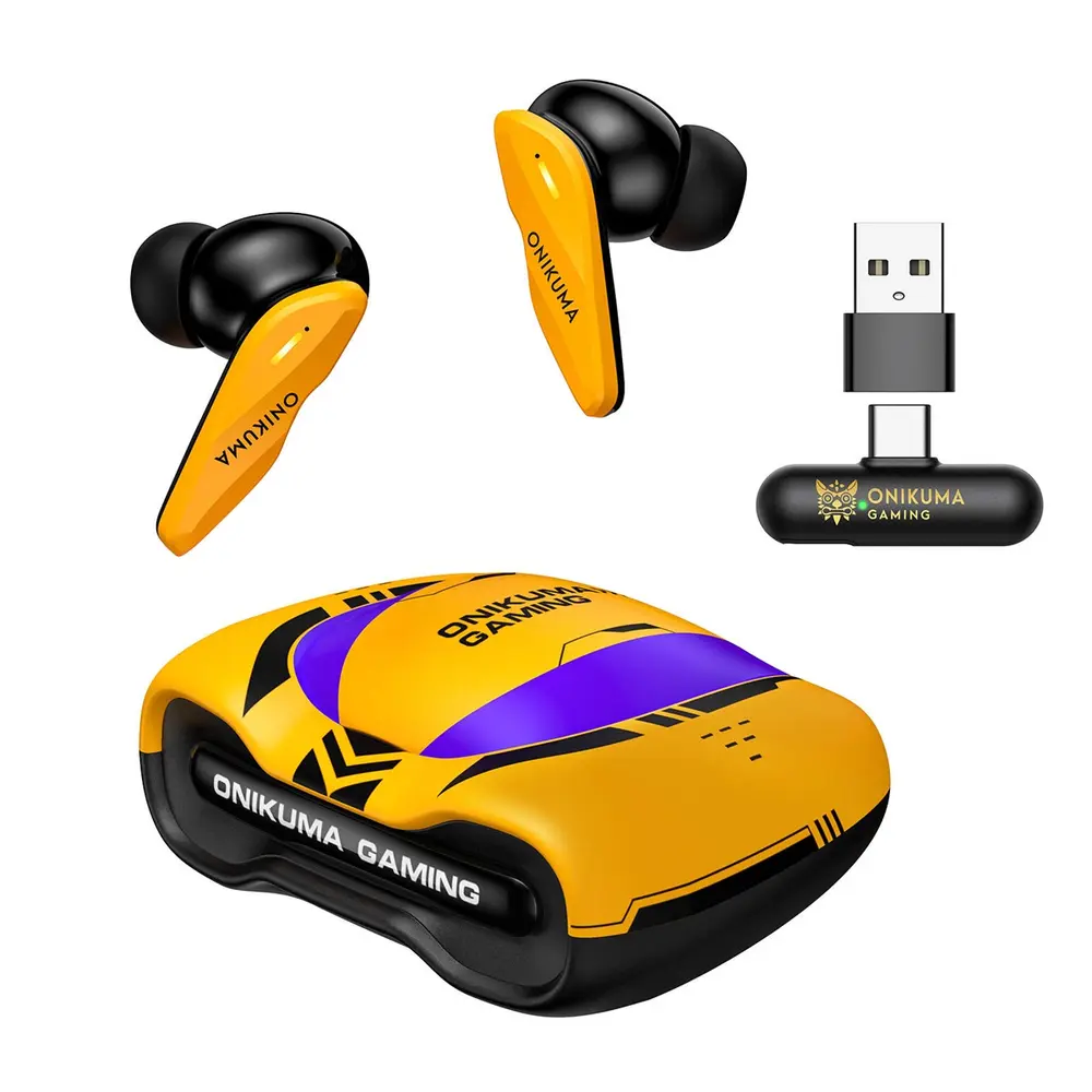Onikuma TX616 Bluetooth 5.4 és 2,4 GHz TWS gamer fülhallgató, sárga