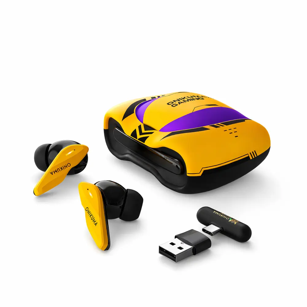 Onikuma TX616 Bluetooth 5.4 és 2,4 GHz TWS gamer fülhallgató, sárga – 2. kép